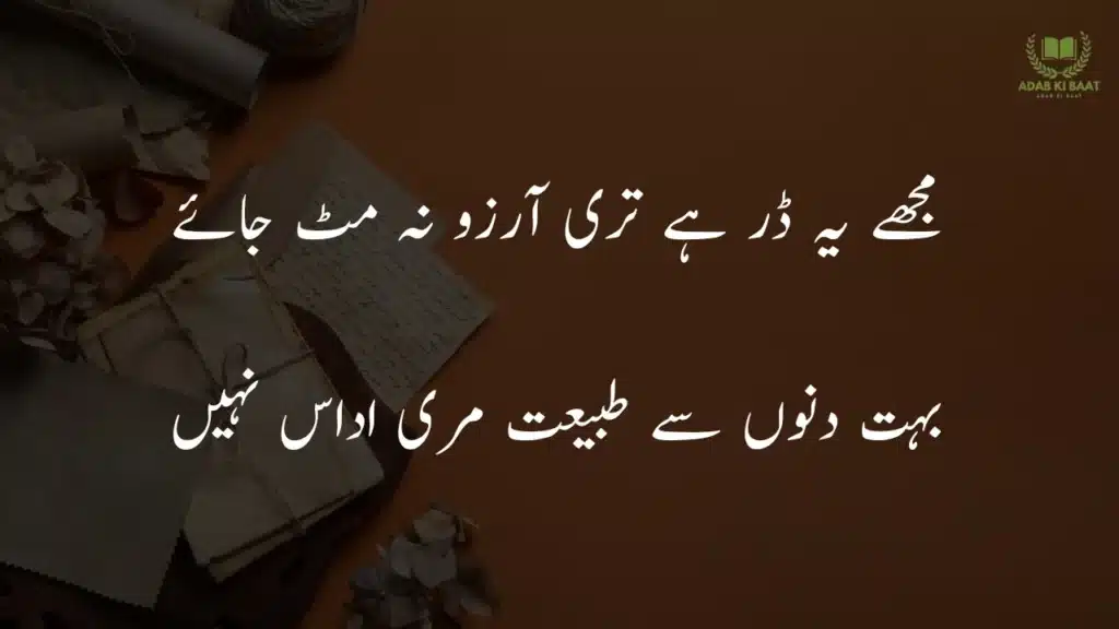 mujhe ya dar hai tairi aarizo na mit jaye 2 line Urdu love poetry copy paste – romantic shayari
