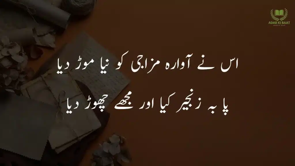us ne awara mizaaji ko naya morr diya Best 2 line Urdu poetry copy paste – short shayari collection