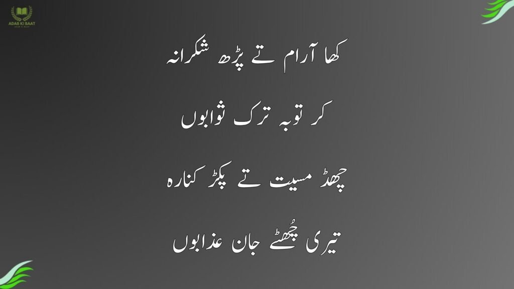 کھا آرام تے پڑھ شکرانہ
