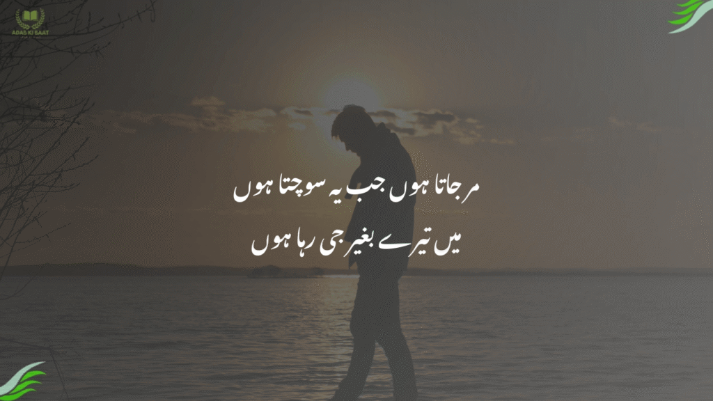 مر جاتا ہوں جب یہ سوچتا ہوں
میں تیرے بغیر جی رہا ہوں
judai poetry in urdu