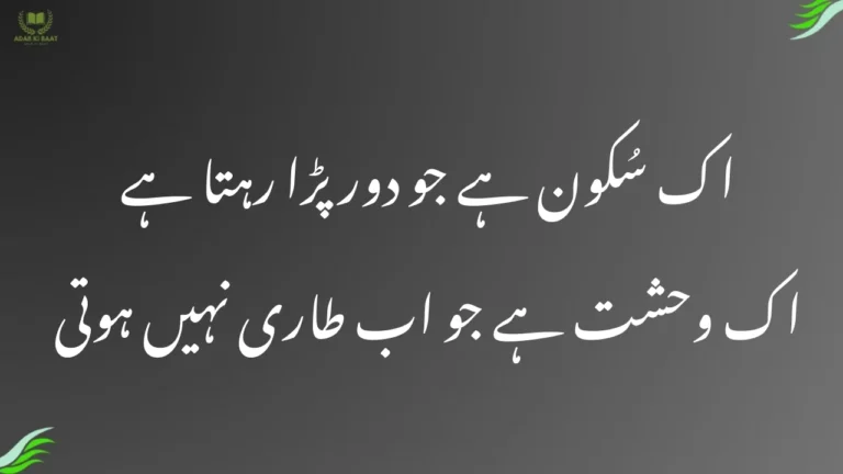 Deep poetry in Urdu text expressing emotions of life, love, and silence