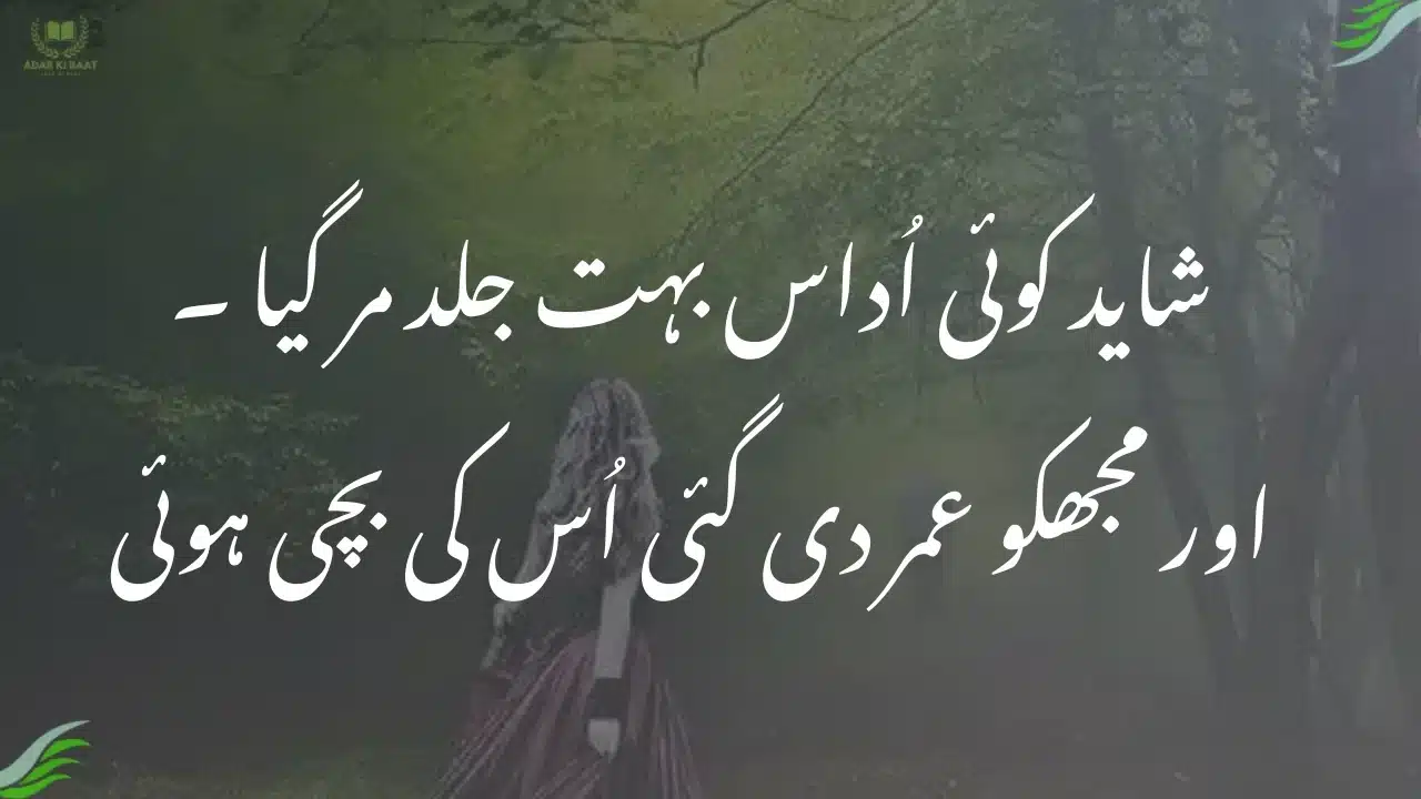 Deep sad poetry in Urdu text reflecting pain, silence, and inner feelings