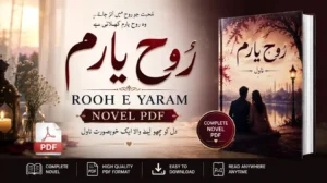 Rooh e Yaram Novel PDF download featured image showing the famous Urdu romantic novel Rooh e Yaram, complete PDF book cover, online reading and download concept with elegant literary design.